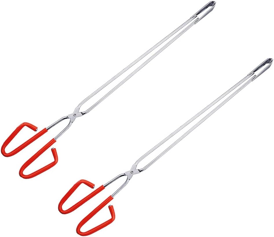 Cabilock 2pcs Stainless Steel Trash Tongs Portable Garbage Picking Pliers for Outdoor Cleanup and Barbecue Supplies Lightweight and Design for Easy