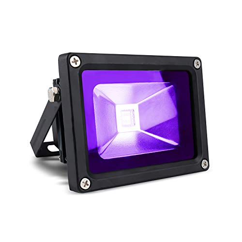 Degruand 10W LED Black Light,Blacklight Flood Light with Plug, IP65 Waterproof,Light Up 10x10FT Area,Wire1.5M/4.92FT, for Glow Party Halloween Bedroom Neon Glow Decor