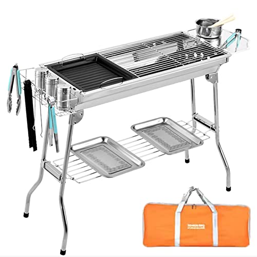 Barbecue à charbon portable 16 pièces pliable tout-en-un pour jardin