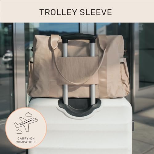Image of Jadyn Austin Carry-On Travel Duffel Bag for Women, 18 inch Weekender Bag with Laptop Sleeve, Durable Material, and Trolley Sleeve, Ideal for Work, Gym, and Overnight Trips, Natural, 23L, Softside Carry-on