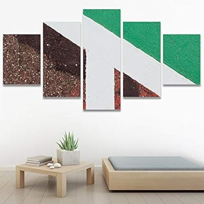 SIGNWIN 5 Panel Canvas Wall Art Painted Lines...