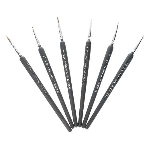 VILLCASE 6 Piezas Bolígrafo con Detalle De Pelo De Comadreja Pincel De Pintura De Detalle Fino Pinceles para Pintar En Miniatura Brocha Miniaturas Pincel De Aceite Niño Bambú Portátil