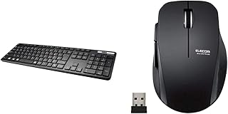 【セット買い】エレコム Bluetooth フルキーボード TK-FBM120KBK/EC 薄型 メンブレン式 抗菌 最大3台マルチペアリング対応 iPad/Surface/テンキー付 ブラック & マウス ワイヤレス (レシーバー付属) Mサイズ 5ボタン (戻る・進むボタン搭載) 静音 ブラック M-FBL01DBXSBK