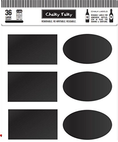 Chalky Talky 36 Reusable Personalized Beer Bottle Adhesive Labels for Home Brewing - Hand Printable Labels Waterproof
