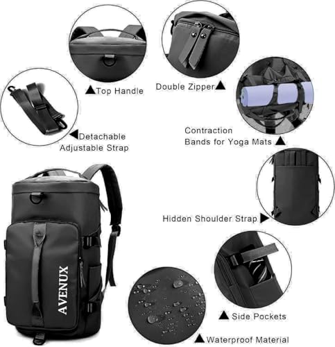 Image of 28L Polyester Gym Duffel Shoulder Bag for Women Men for Sports, Waterproof Dufflebag with Shoe and Wet Clothes Compartments Travel Backpack Workout Carry On Weekender Colour-Grey (Grey)