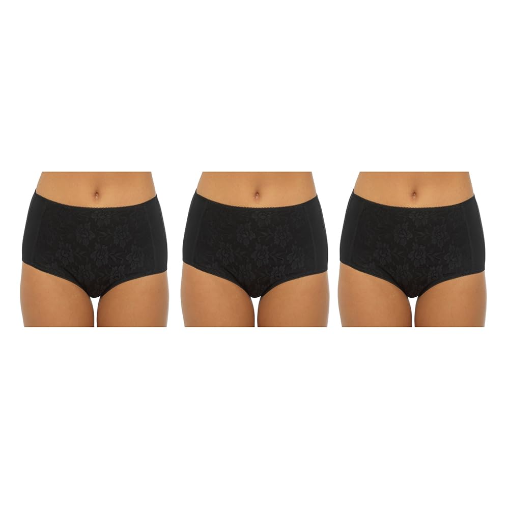 Undercover Ladies 3 Pack Lace Front Briefs BR752 Black 14