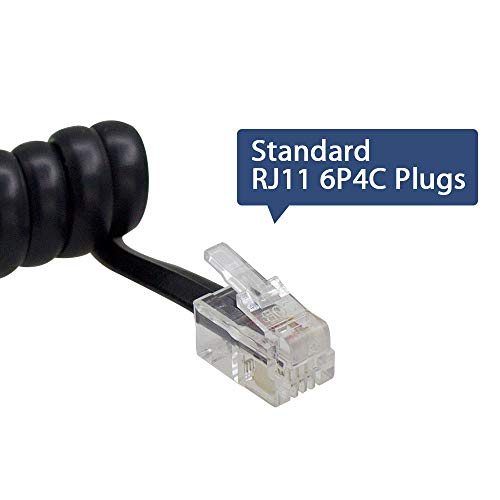 4 Pack Phone Cord Landline 8Ft Uncoiled/1.4Ft Coiled Landline Telephone Handset Cord Line Cable Rj9 4P4C Telephone Accessory Black #TOP2