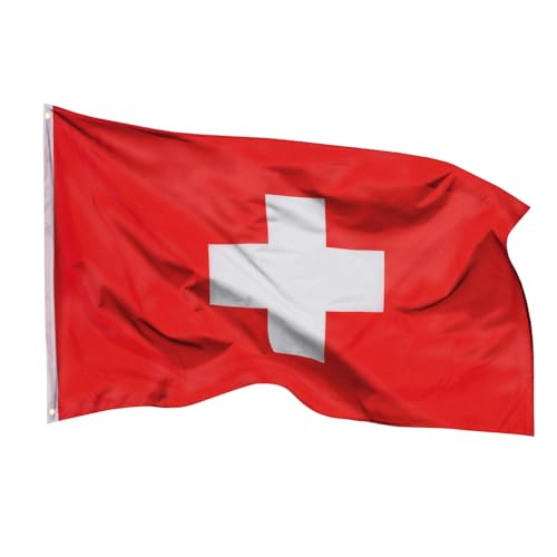 Aricona Schweiz Flagge 90x150cm - wetterbeständige Fahne mit Messingösen, 100% Polyester, robuste Doppelnaht & in lebendigen Farben - ideal für Flaggen-Liebhaber