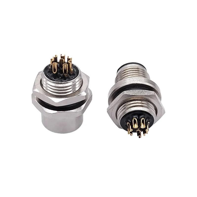 M12 Panel Back Mount Flange Socket Connector Screw Threaded Coupling Male Female 3 4 5 8Pin M1216 1Pcs(M1216 Female 5pin)