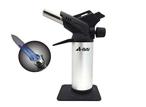 Culinary Torch,A-ONE Adjustable Double Flames Kitchen Torch For Crème Brulee, Sear Meat, Sliver (1 Pack Double Flames)