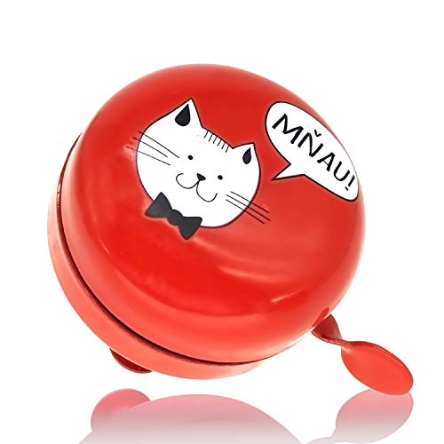obqo Kid's Bike Bell, Pink Bicycle Bell for Girls Bike Horny Pink Stroller Bike Bells for Children Kids (Red, Cat)