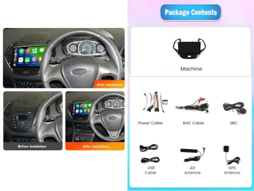 Pantalla Android 14 Coche Ford Figo con Bluetooth y reproductor multimedia 2K 7
