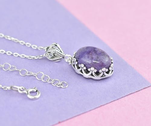 925 Sterling Silver Handcrafted Filigree Art Crown Design Gemstone Woman Pendant Necklace4