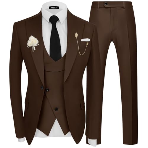 Wangyue Dark Brown Tuxedo 3-Piece Set