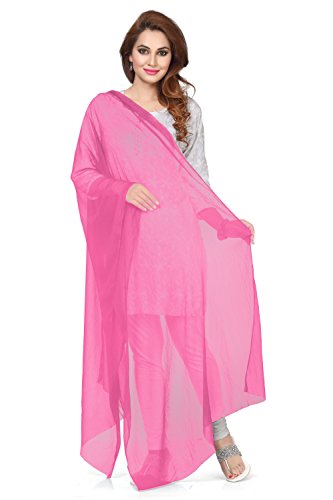 Women's Chiffon Dupatta Pink Indian Ethnic Dupatta Stole Scarf Bollywood