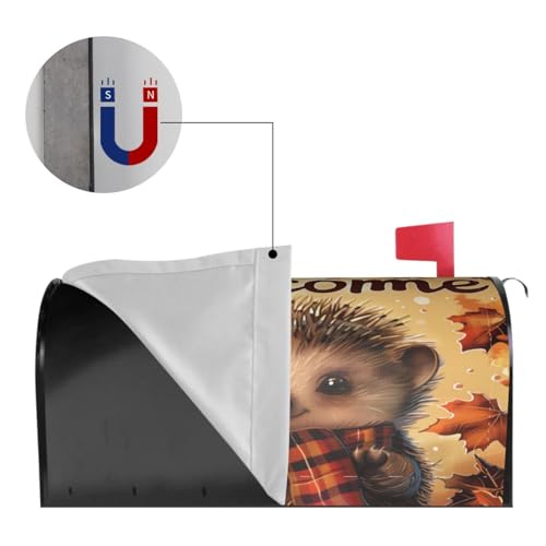 Image of Dujiea Autumn Hedgedog Welcome Mailbox Wraps - Waterproof Magnetic Post Box Cover, Standard Size 25.5 inchX 21 inch Garden Yard Outside Farmhouse Home Decor