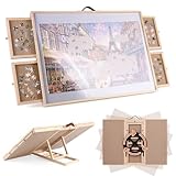 Ruication Jigsaw Puzzle Board Folding Tilting Puzzle Table Rotating Wooden Jigsaw Board Non-Slip Mat Surface for 1500 pieces 4 Sliding Drawers Storage System For Adults Gift