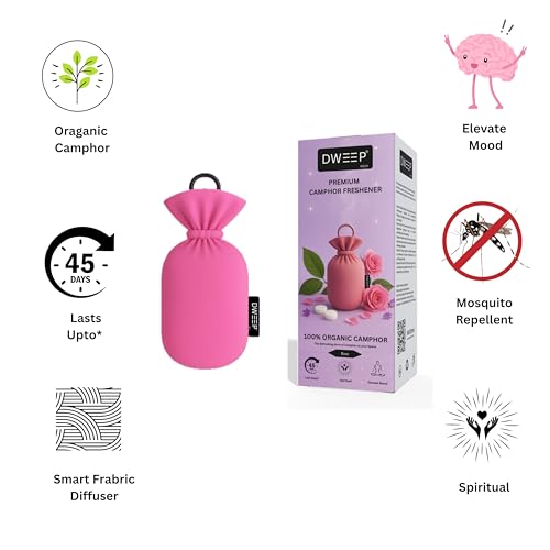 Image of Dweep Organic Camphor Air Freshener Pack of 2 | 100% Camphor Based | Long Lasting Freshener for Car, Wardrobe, Office Cabin, Travel Bag & Bathroom | Natural Odor Control (ORIGINAL-ROSE)