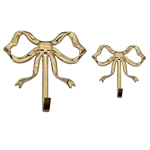 Image of PXYWSWD Home Decorative Hook Bow-Knot Brass Wall Hooks for Hanging Hook for Coat Hat Towel Multi-Purpose Hooks (Color : Gold, Size : Pack of 2)