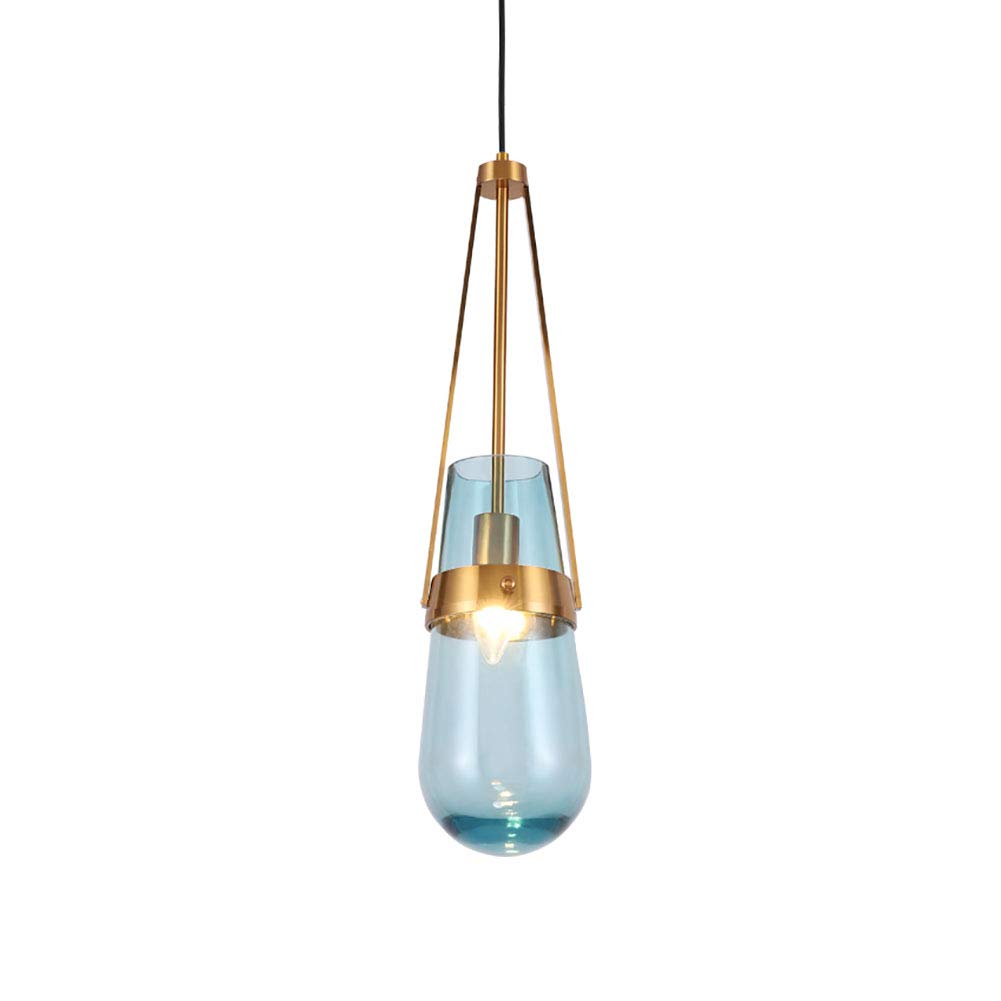 Personalità Creativo Goccia D'acqua Vetro Lampadario,Ristorante Bar Cafe Studiare Camera,E27 Nordico Semplice Lusso Leggero Testa Singola Lampadario Piccolo-Blu 15 * 60cm