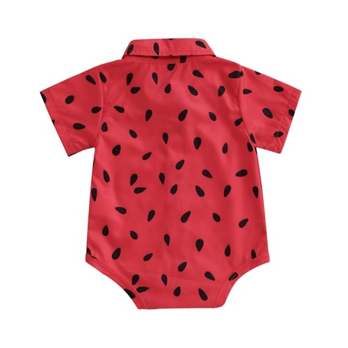 Newborn Baby Boy Watermelon Romper Shirts Summer Clothes Formal Outfit Button Down Short Sleeve Bodysuit Tops3