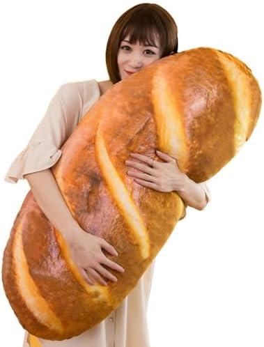 Levenkeness 3D Simulation Bread Shape Plush Pillow,Soft Butter Toast Bread Food Cushion Stuffed Toy for Home Decor 31.4"