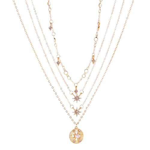 LoveVoos collar mujer oro, collar gargantilla mujer oro, collares especiales mujer, collar gargantilla capas con colgante, collar oro boho, cuello corto sencillo, joya mujer (6)
