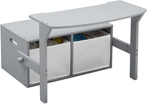 Miniatura 5 de Delta Children MySize - Banco de actividades convertible para niños color gris Bianca Blanco, gris