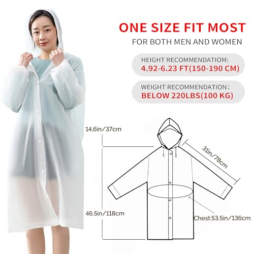YOUNGTIME Reusable Rain Ponchos for Adults,2 Pack EVA Rain Jacket Coats with Hood for Women and Men2
