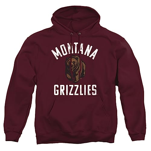 University of Montana Official Grizzlies Logo Unisex Adult Pull-Over Hoodie Maroon X-Large