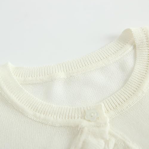 Knitted Cardigan for Evening Dress Girls Cropped Sweaters Ruffle Trim Long Sleeve Trendy Shawl Plain Cute Sweater3