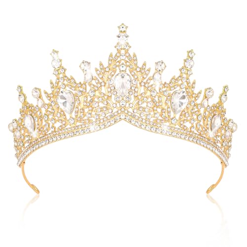 CIEHER Baroque Queen Crown for Women,Rhinestone Wedding Tiaras and Crowns Crystal Vintage Princess Crown Headband Birthday Tiara (Style 2 - Gold 2)
