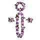 duoyif Hawaiiketten Hawaii Blumen kette Blumenketten Hawaiian Kette Haarband Armbänder Grasrock Party Kostüm Zubehör Blumenkette Für Cheerleading Geburtstags Karnevals Weihnachten Strandpartys (F)