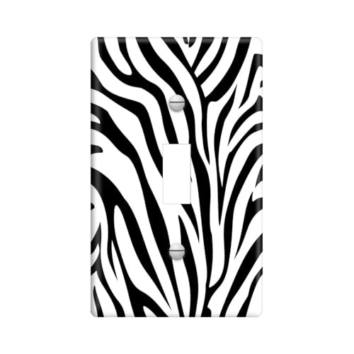 Decorative Light Switch Plate Covers,Classic Black and White Zebra Stripes Pattern1 Gang Single Toggle Wall Plate Switchplate Electrical Faceplate for...