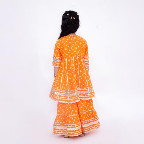Image of LITTLE GINNIE Girls Kurta Sharara Set | Traditional Ethnic Wear for Kids