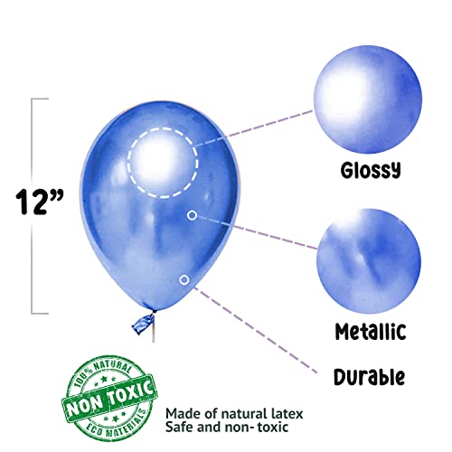 Image of Just Party 35 Pcs 1st Birthday Decoration Kit Balloons For Baby Boy,Blue Star, Printed First Birthday Boy,White & Blue Metallic