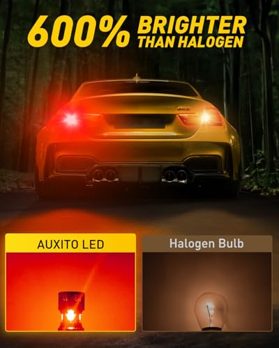 Image of AUXITO CANBUS 1157 LED Bulbs Red with Built-in Resistor 2057 2357 7528 BAY15D Anti Hyper Flash Error Free Brake Lights, Tail Lights, Stop Lights, Turn Signal Lights, Pack of 2