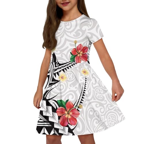 Girls Short Sleeve Dress 3D Print Unique Casual Kids Dresses Dresses for Kids 2-14