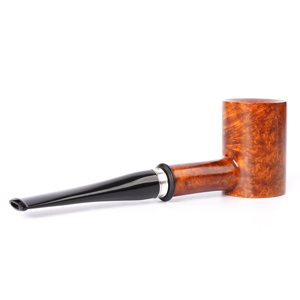 Heysong Handgefertigte Holzpfeife, 9 mm, mit konischem Stiel und Silberring, HSAA0274 (helle Farbe)