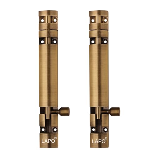 Image of LAPO 2 Pack Premium Aluminum Tower Bolt 6 Inch, Tower Bolt for Main Door and Bathroom, Kundi Door Latch for Bedroom, Chitakni, Tower Bolt for Home,Offices Doors,Windows (Antique Finish, Pack of 2)