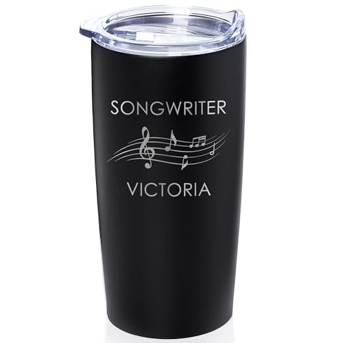Lifetime Creations Engraved Personalized Musician Tumbler with Lid 20 oz (Black) - Custom Music Gift for Music Teacher Instructor, Band, Vocalist, Singer, DJ, Songwriter