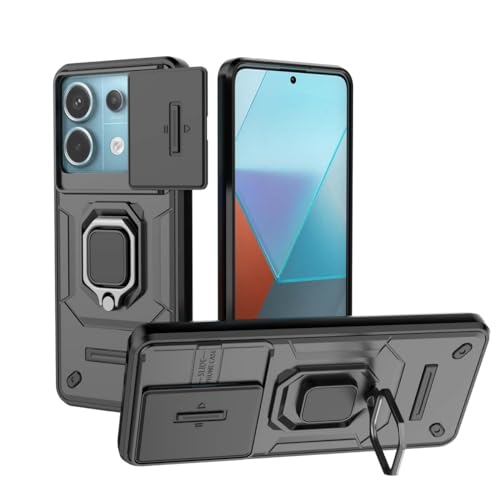 Cover per Xiaomi Redmi Note 13 Pro 5G / Poco X6 con Anello, Custodia Supporto Magnetica Rigida Resistente Antiurto Doppio Strato Protettiva Calamita Bumper Case (Xiaomi Redmi Note 13 Pro 5G, Blu