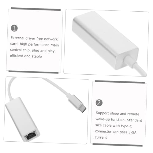 Adaptador Ethernet Gigabit Convertidor USB Tipo C Accesorio de Red LAN Portátil 3