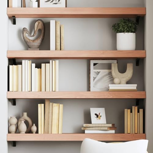 Gecheer Estantes de Pared,Estanterías Flotantes,Estante de Pared Madera,Estante de Pared Flotante,Baldas flotantes,Estantes Decorativos de Roble tratada marrón Claro 100x30x6 cm, Estilo Retro