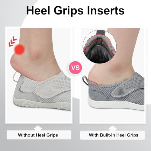 Image of LeIsfIt Wide Toe Box Diabetic Shoes for Women Zero Drop Barefoot Sneakers Breathable Adjustable for Edema Swollen Feet & Seniors