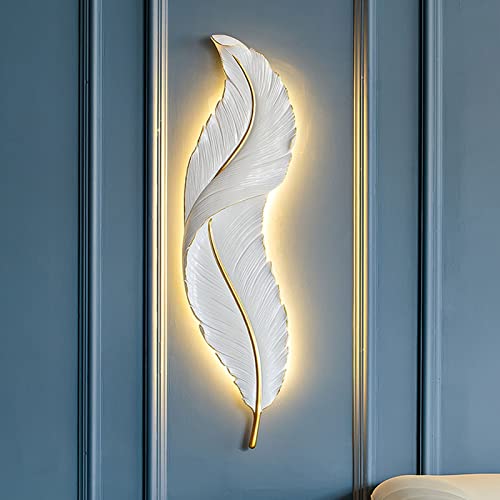 Miskall Applique Murale Moderne En Forme De Plume, Applique Murale Luminaire Blanc LED Intérieur Salon Lampes Murales Pour Chambre Couloir Décoration de la...