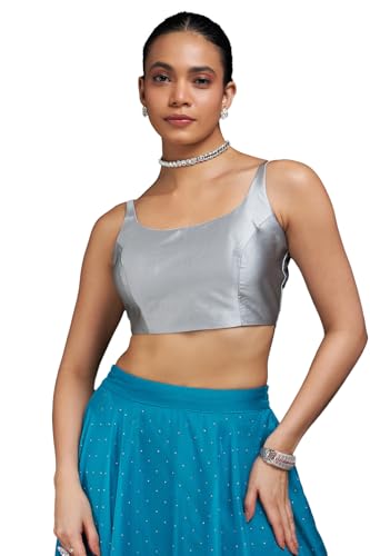 Image of Soch Womens Taffeta Solid Sleeveless Padded Blouse