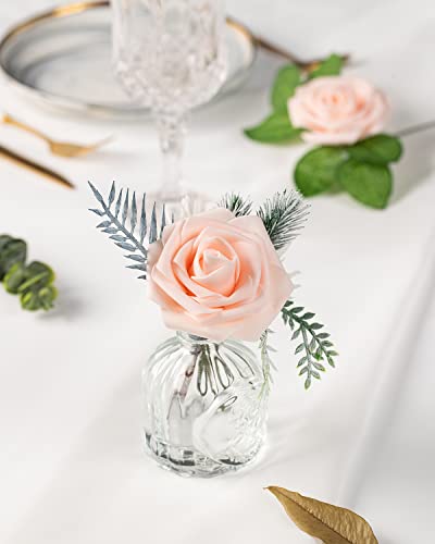 DuHouse 25Pcs Artificial Roses Flowers Fake Rose with Stems Real Touch Foam Flower Head for DIY Wedding Bridal Bouquet Baby Shower Centerpiece Floral Arrangement Party Home Decor(Blush) - Image 4