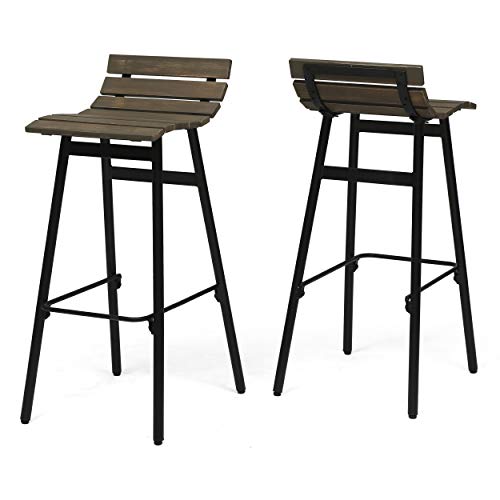 Butaco de madera Christopher Knight Home Camron de 35 pulgadas (juego de 2), acabado gris y negro miniatura 1
