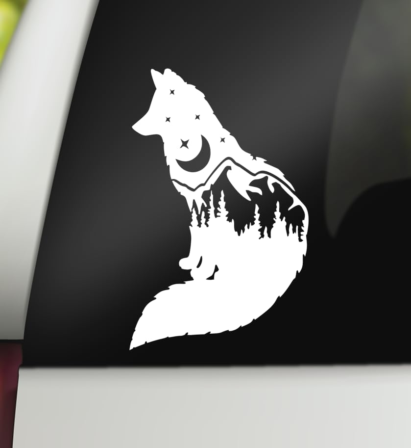 Mountain Fox Decal | Fox Decal | Nature Adventure Animal Car Decal Bumper Sticker Window Laptop Tumbler Decal | 3.8" x 6" Size White | Made in USA |